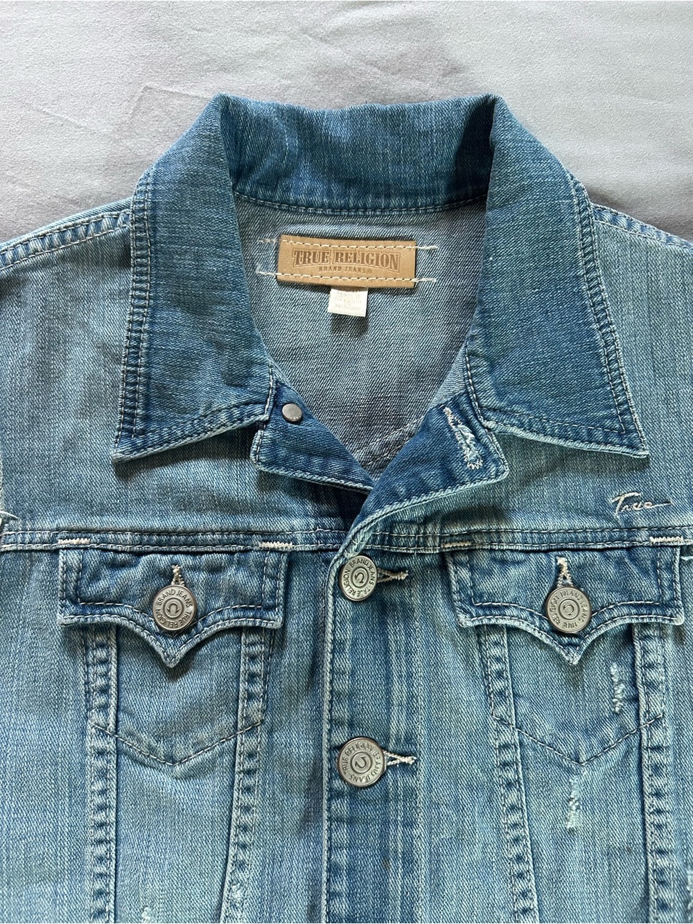 True Religion Women’s XS Jean Biker Vest Distressed - Picture 2 of 8